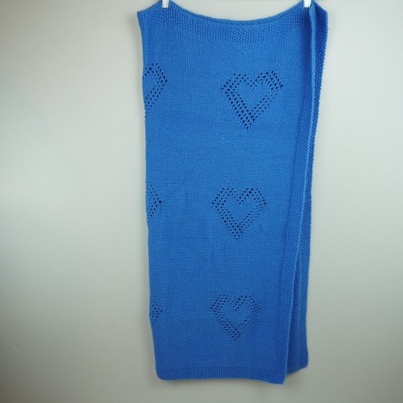 Handmade‎ Blue Heart Knitted Blanket 36x40 - Picture 5 of 5